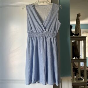 Blue and White Striped Sleeveless Dress